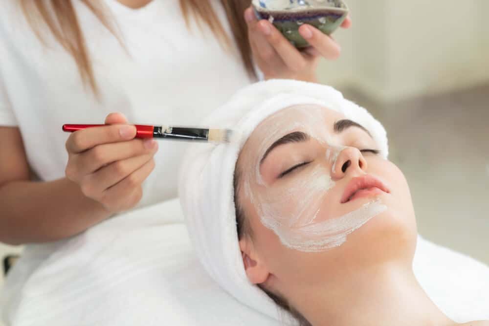 Woman receiving skin care